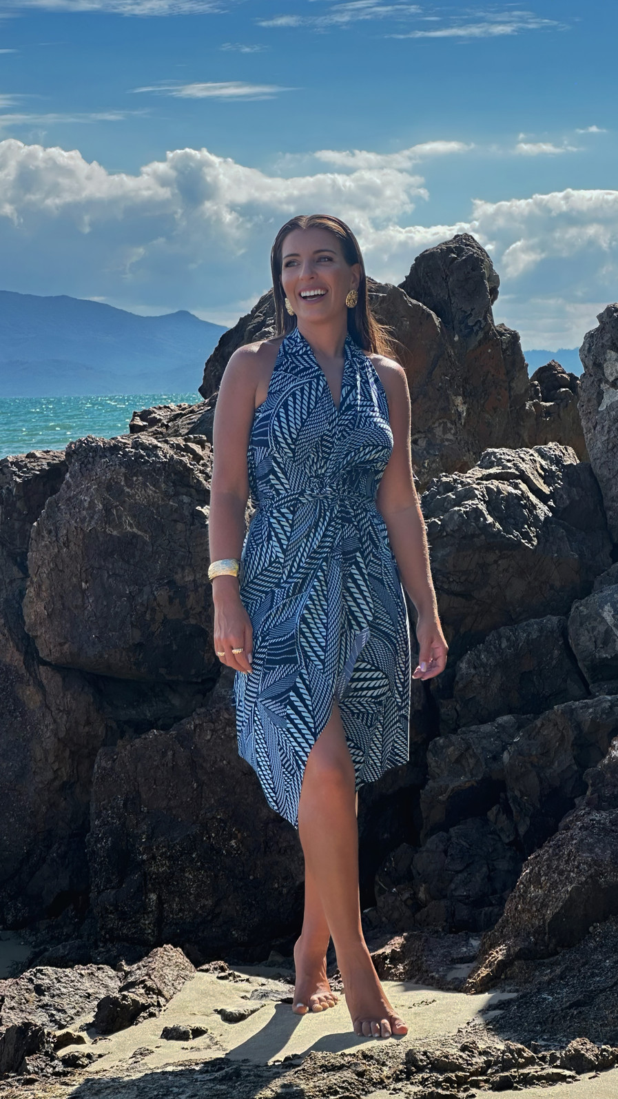 Saída 1001 formas curta cordas azul