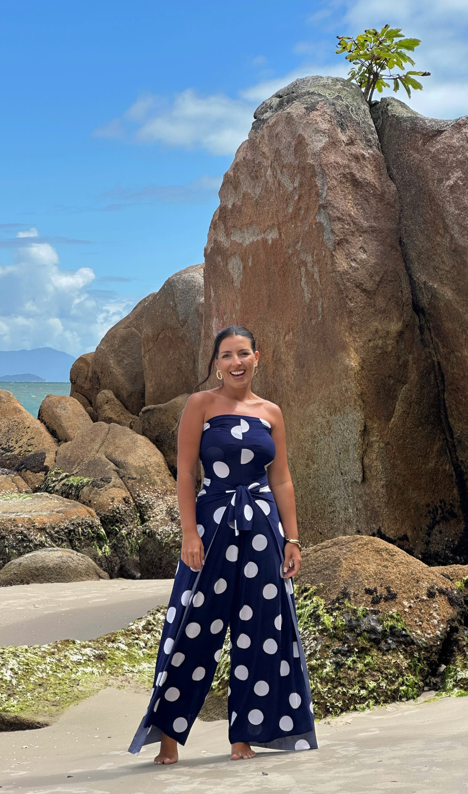 Conjunto Calça Macacão Poá azul marinho Conjunto Calça Macacão Poá azul marinho