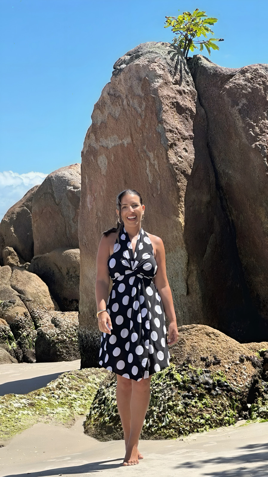 Conjunto saída 1001 formas curta poá preto Conjunto saída 1001 formas curta poá preto