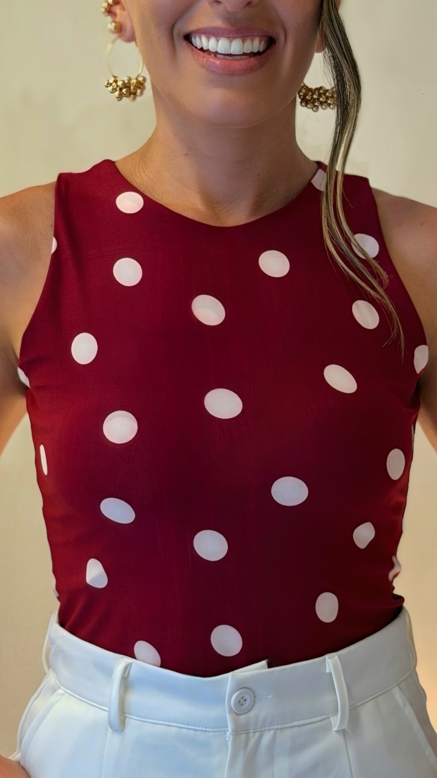 Blusa regatinha poá bordô Blusa regatinha poá bordô