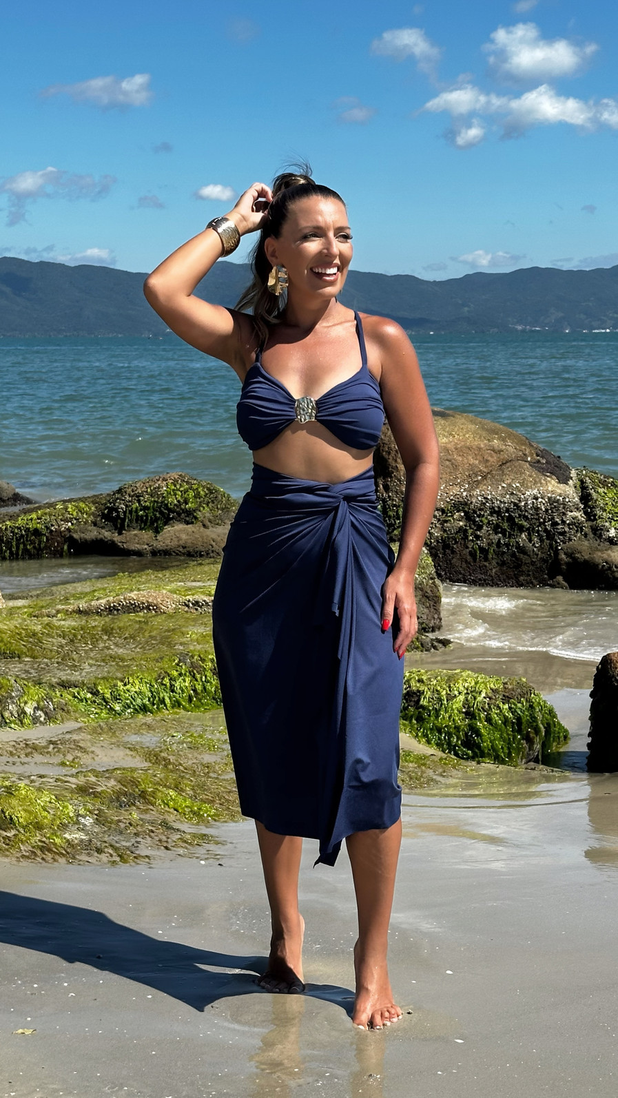 KIT saída 1001 formas curta azul marinho