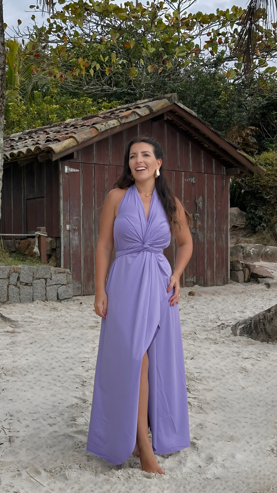 Conjunto saída 1001 formas longa & top lilás