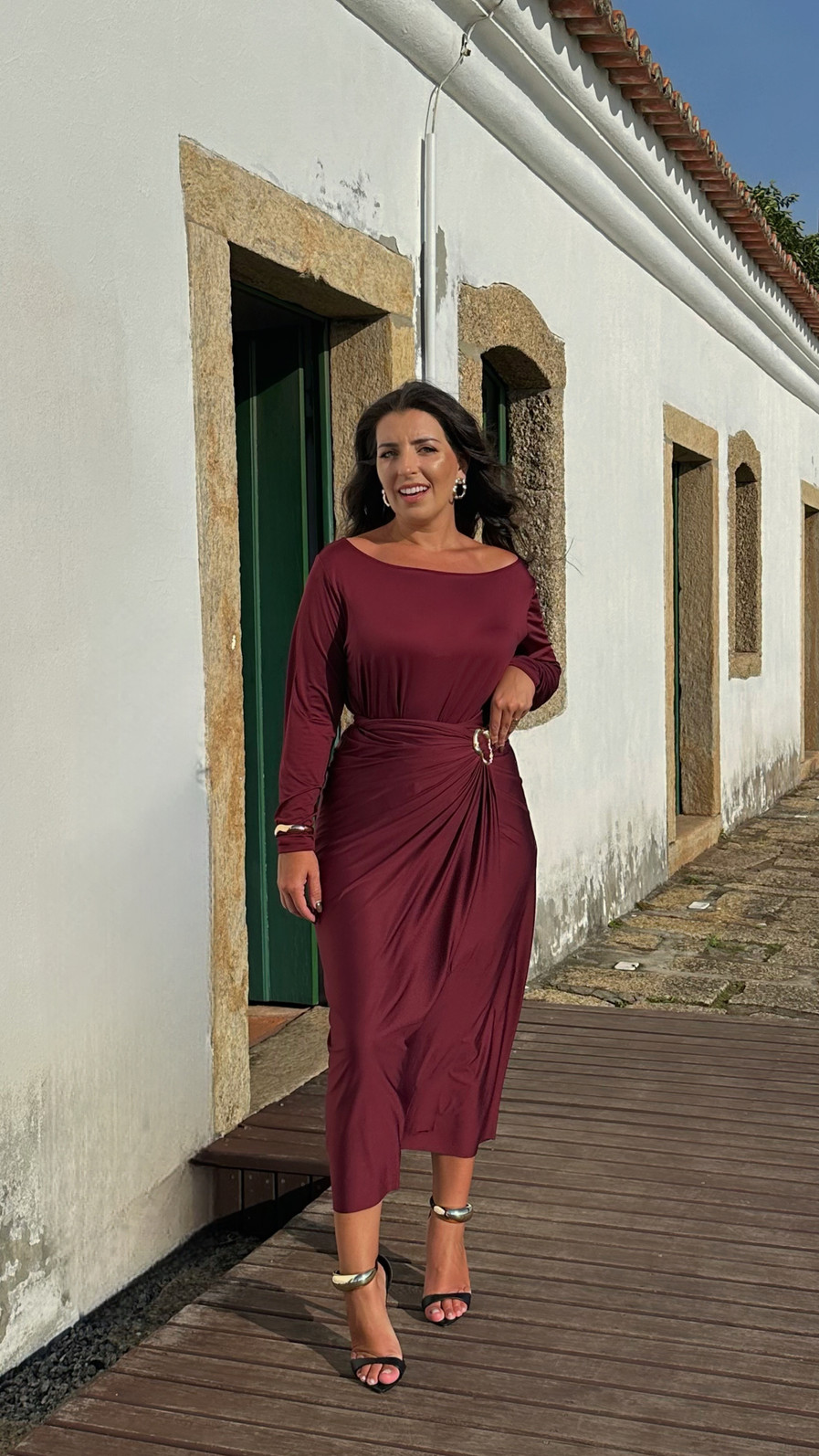 Vestido Grécia outono bordô Vestido Grécia outono bordô