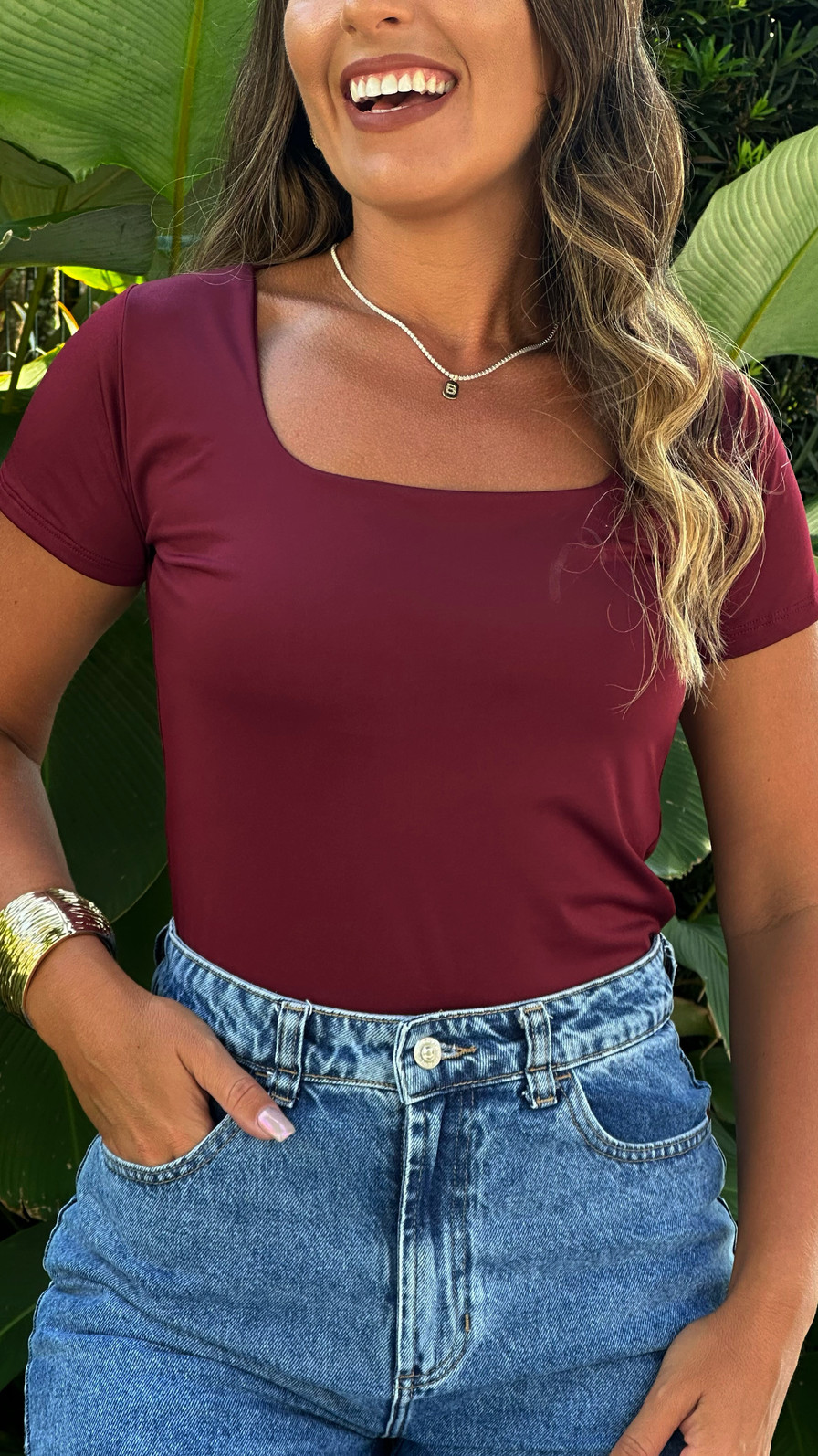 Blusa Manguinha bordô