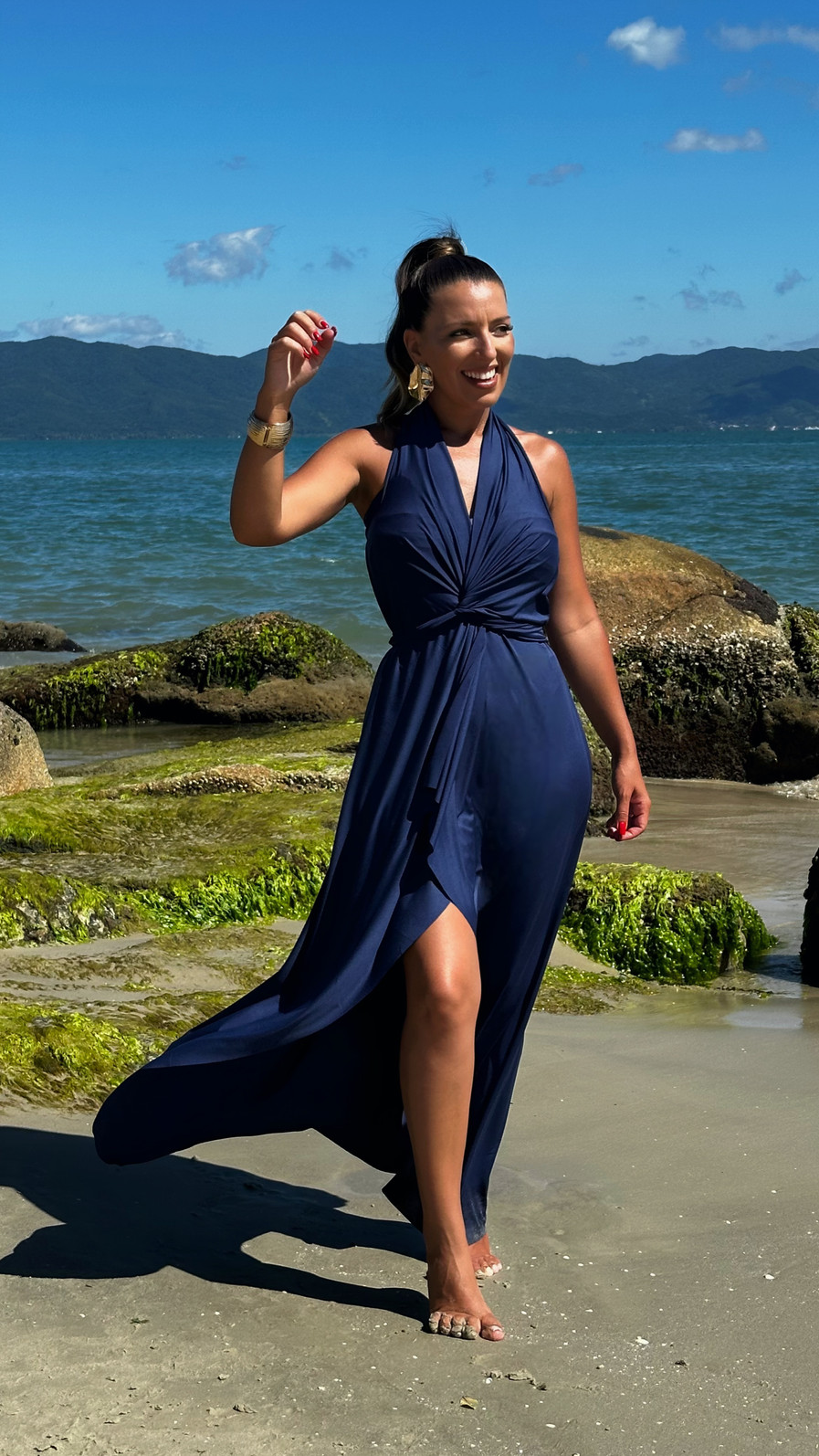 KIT saída 1001 formas longa azul marinho