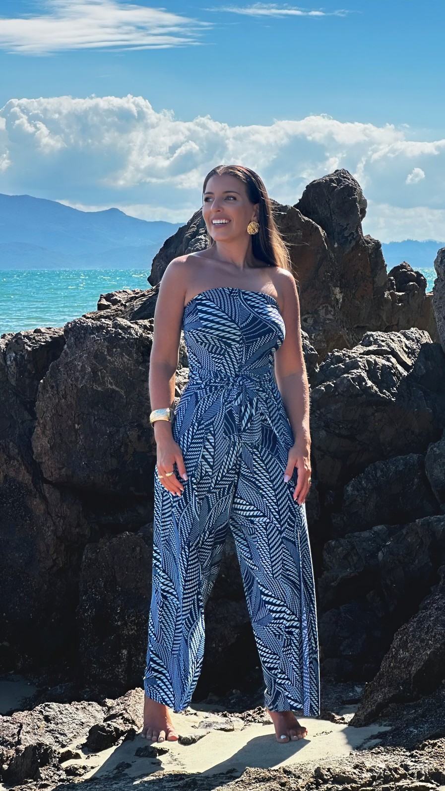 Conjunto calça macacão cordas azul Conjunto calça macacão cordas azul