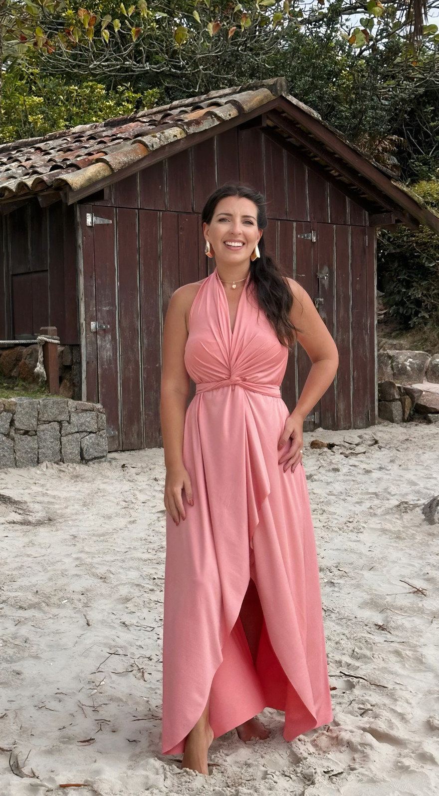 Saída 1001 formas longa rosa camomila