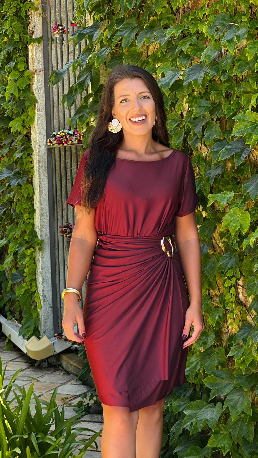 Vestido Grécia bordo