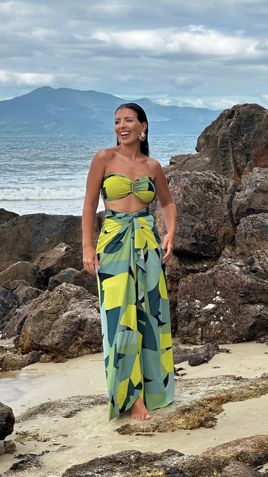 conjunto saída 1001 formas longa tropicália verde conjunto saída 1001 formas longa tropicália verde