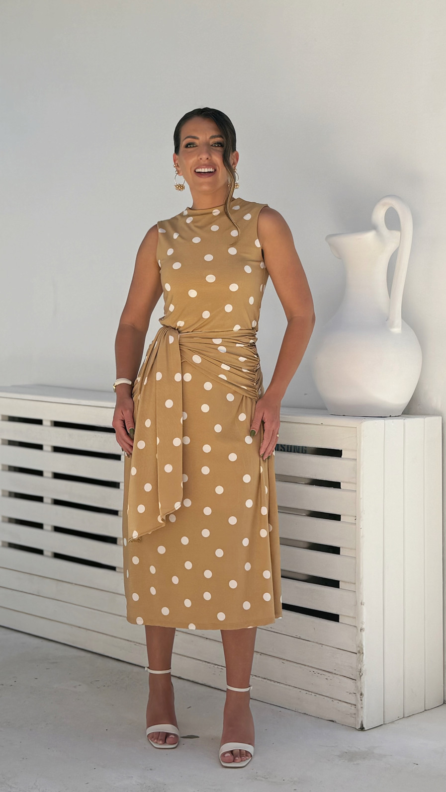 Vestido amore poá bege Vestido amore poá bege