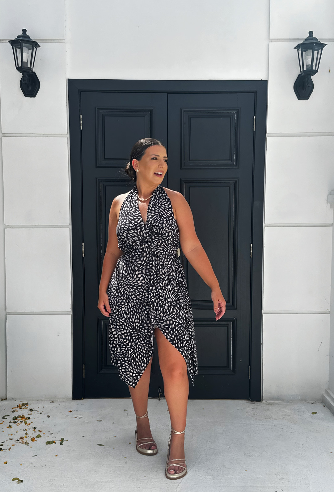 Conjunto saída 1001 formas curto & top Chuvisco preto