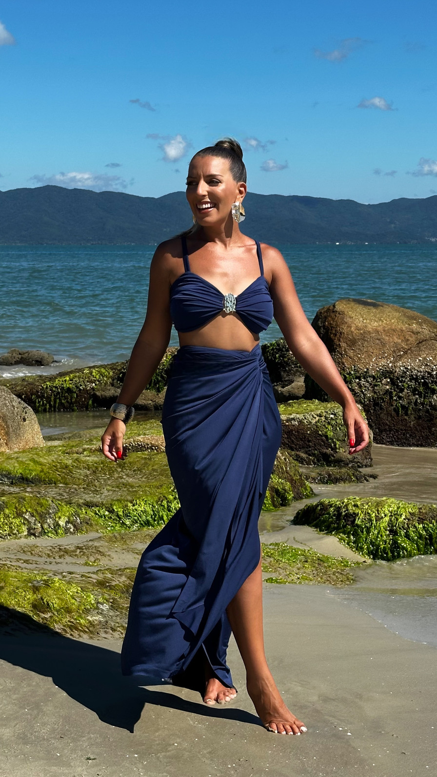 KIT saída 1001 formas longa azul marinho