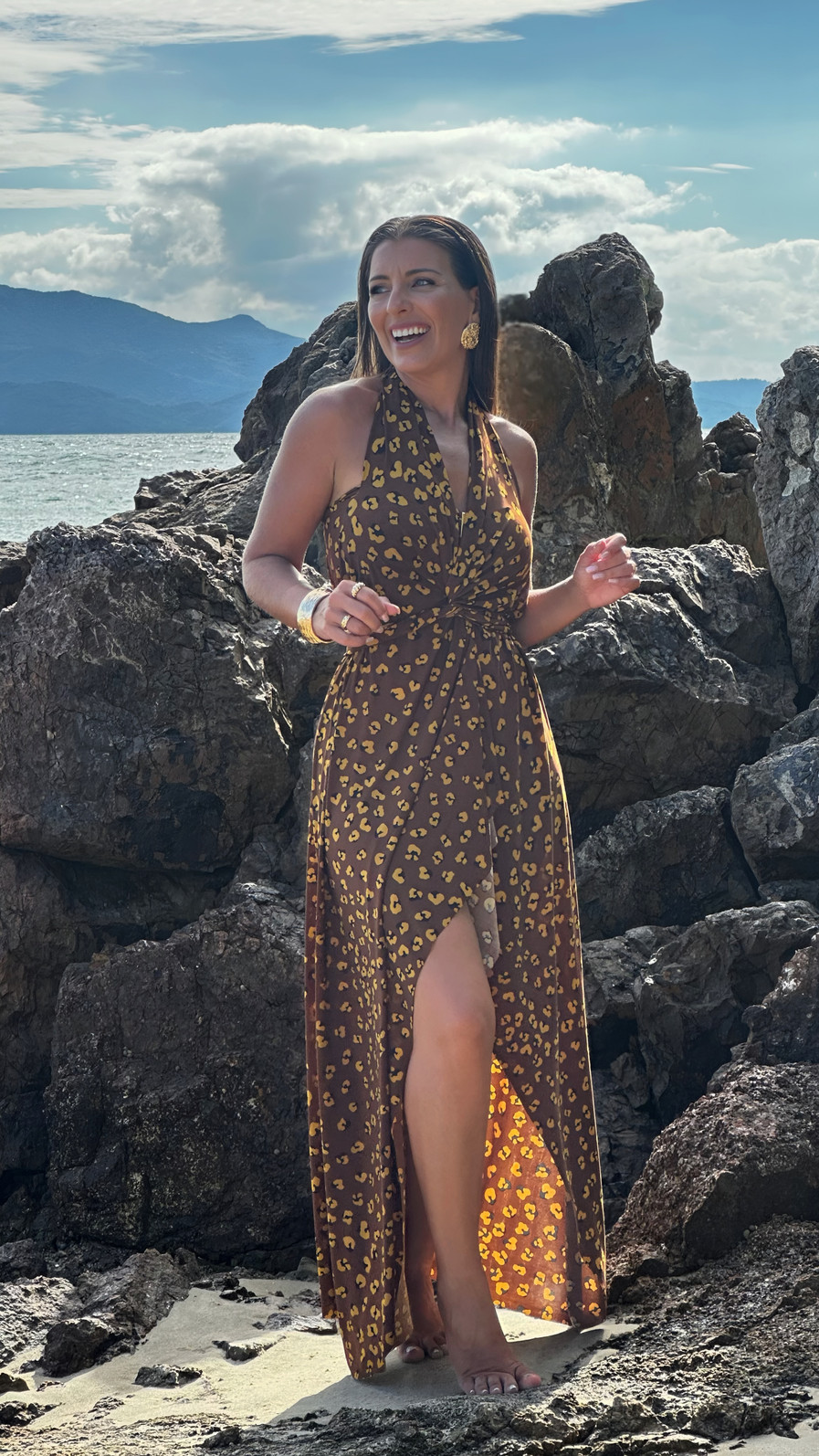 conjunto saída 1001 formas longa onça marrom