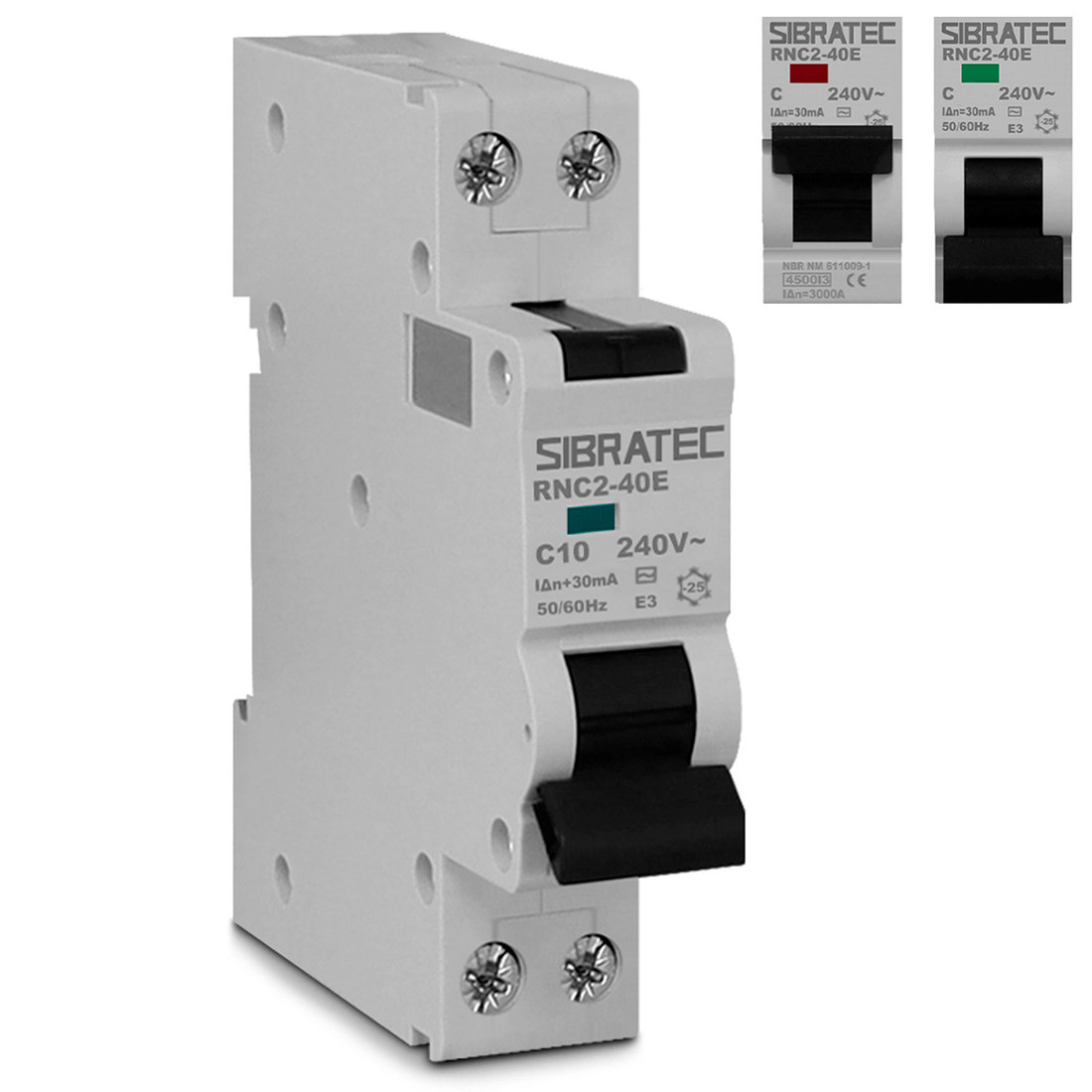 DDR Disjuntor Diferencial Residual 2 Polos 10a 30mA (Mini Disjuntor DIN + DR) - RNC2-40E-10