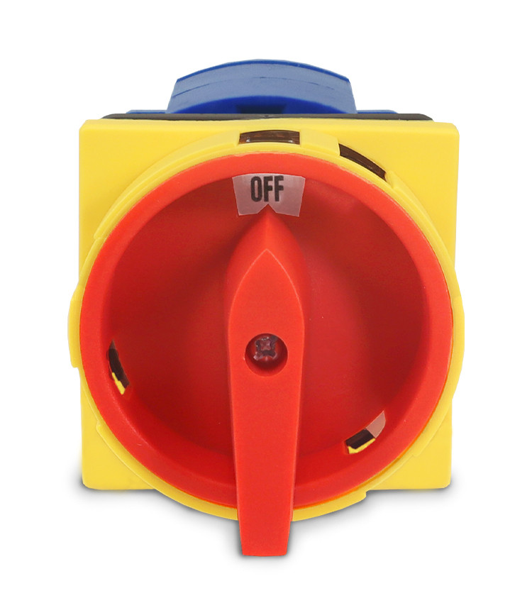Chave Liga Desliga Rotativa 63A 4 Polos para Porta de Painel Vermelha / Amarela - LW28GS-63A Chave Liga Desliga Rotativa 63A 4 Polos para Porta de Painel Vermelha / Amarela - LW28GS-63A