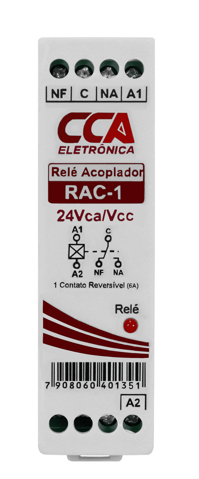 Relé Acoplador Interface 24V com 1 Contato Reversível Relé Acoplador Interface 24V com 1 Contato Reversível