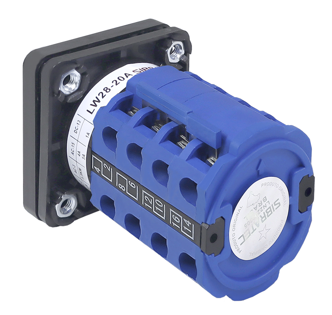 Chave Seletora Rotativa com 7 Posições (1-2-3-4-5-6-7) 1 Polo 20A para Porta de Painel - LW28-20-6-7 Chave Seletora Rotativa com 7 Posições (1-2-3-4-5-6-7) 1 Polo 20A para Porta de Painel - LW28-20-6-7