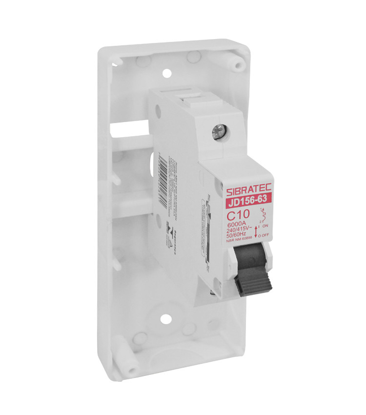 Caixa com Tomada de Sobrepor 2P+T 10A + Disjuntor Mono 10A - CSDM10-T10 Caixa com Tomada de Sobrepor 2P+T 10A + Disjuntor Mono 10A - CSDM10-T10