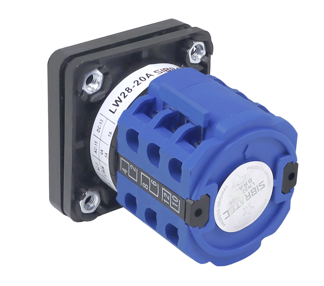 Chave Seletora Rotativa com 6 Posições (1-2-3-4-5-6) 1 Polo 20A para Porta de Painel - LW28-20-6 Chave Seletora Rotativa com 6 Posições (1-2-3-4-5-6) 1 Polo 20A para Porta de Painel - LW28-20-6