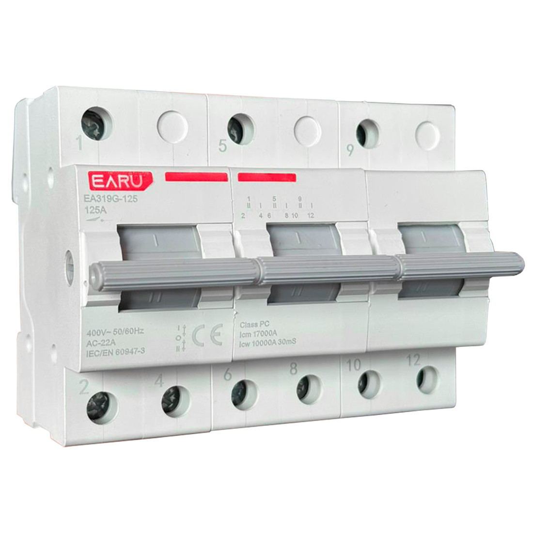 Chave de Transferência 3 Polos 125A Trilho DIN Tripolar Rede Gerador