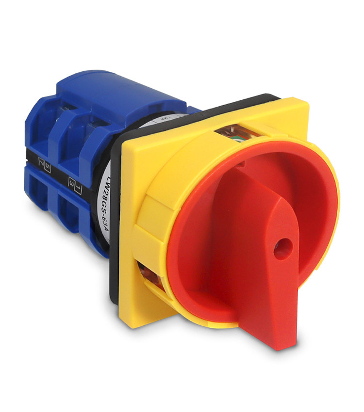 Chave Liga Desliga Rotativa 63A 4 Polos para Porta de Painel Vermelha / Amarela - LW28GS-63A Chave Liga Desliga Rotativa 63A 4 Polos para Porta de Painel Vermelha / Amarela - LW28GS-63A