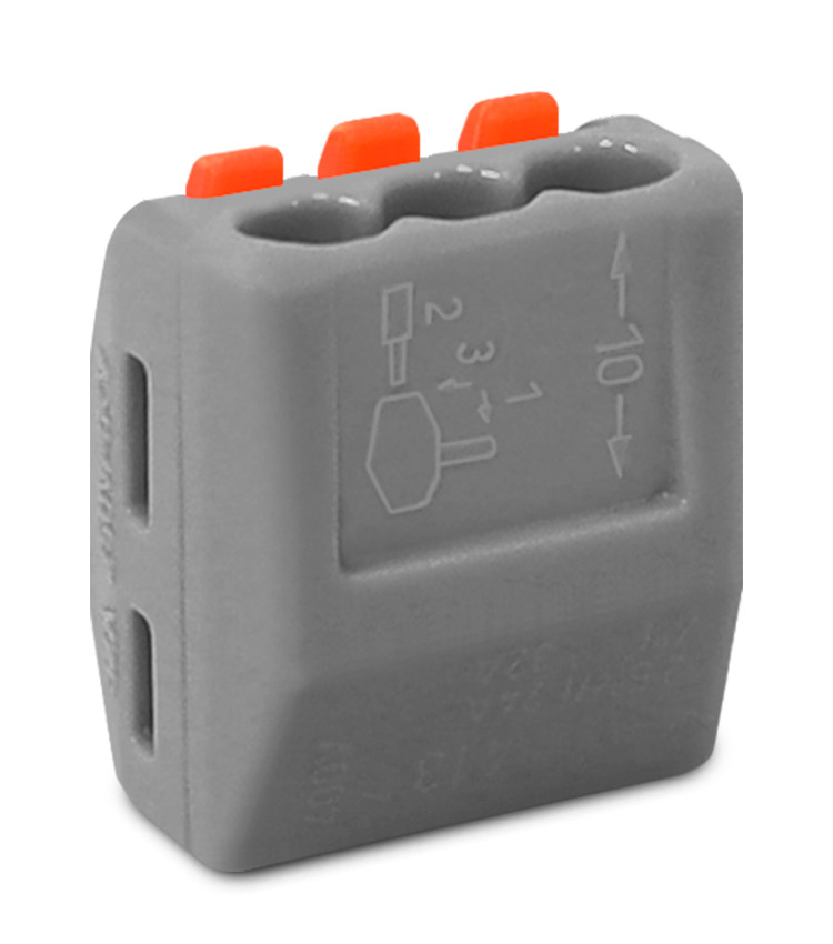 Conector de Emenda Rápida 3 Vias Conectadas para Cabo até 4mm² Corrente máx. 32A - KV413