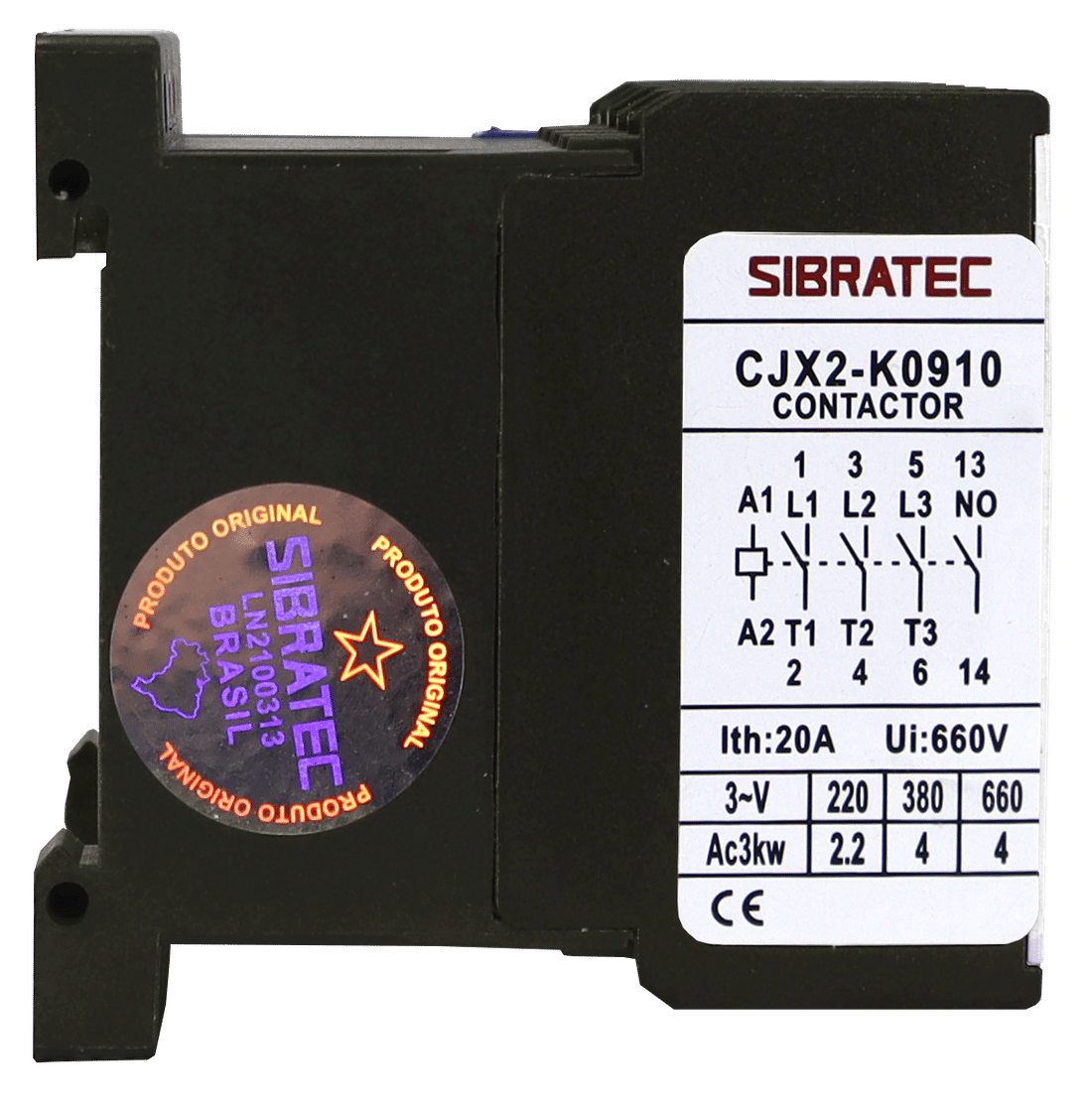 Mini Contator Tripolar 9A Bobina 110V 127V com Contato aux. 1NA - CJX2-K9 Mini Contator Tripolar 9A Bobina 110V 127V com Contato aux. 1NA - CJX2-K9