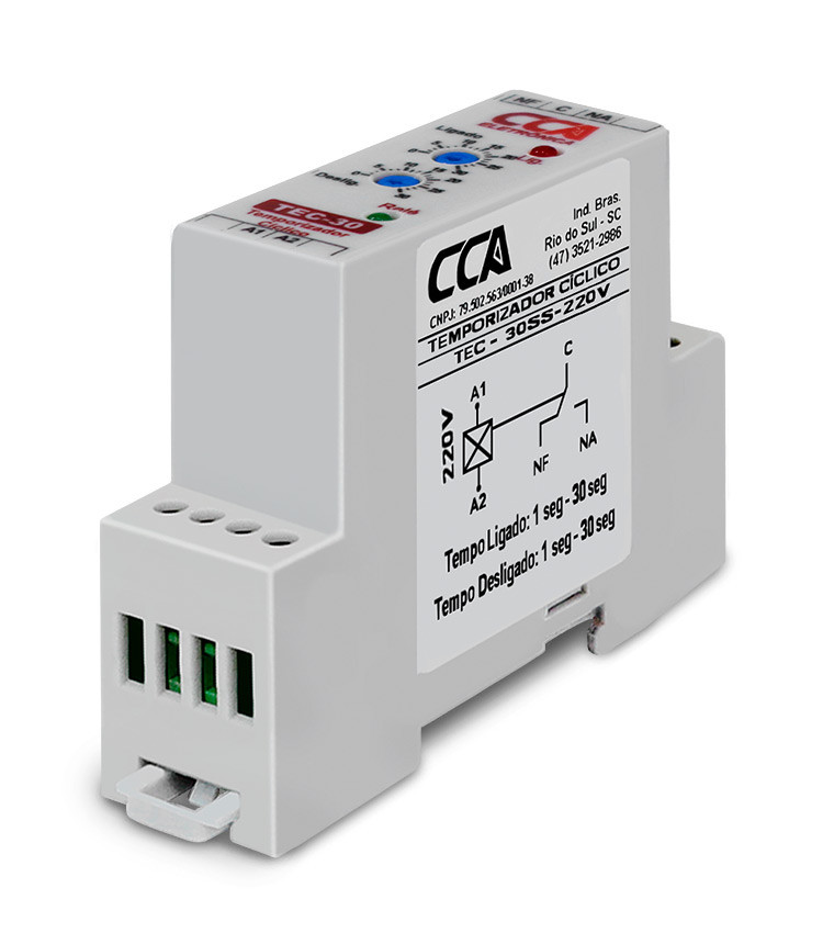 Temporizador Cíclico Liga 0-30 Seg. X Desliga 0-30 Seg. - 220V Temporizador Cíclico Liga 0-30 Seg. X Desliga 0-30 Seg. - 220V