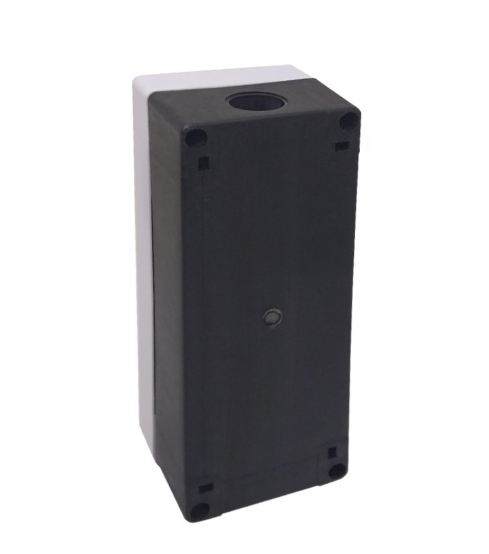 Caixa Plástica Botoeira com 4 Furos 22mm Branco e Preto Caixa Plástica Botoeira com 4 Furos 22mm Branco e Preto