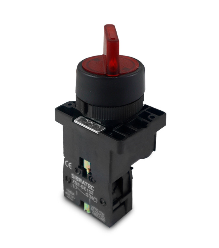 Chave Seletora Iluminada Vermelho 24V com 2 Posições 1NA Plástica 22mm - XB2-EK2461