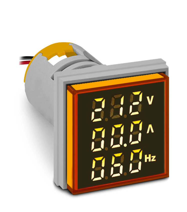 Multimedidor Digital Amarelo 22mm Tensão, Corrente e Frequência - AD22-22VAHS/Y Multimedidor Digital Amarelo 22mm Tensão, Corrente e Frequência - AD22-22VAHS/Y