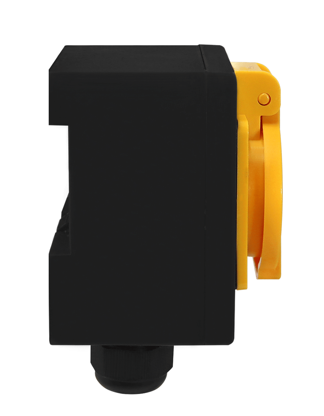 Tomada Amarela c/ Tampa e Caixa Preta 2p+t 10A e 20a Padrão Brasileiro Trilho Din