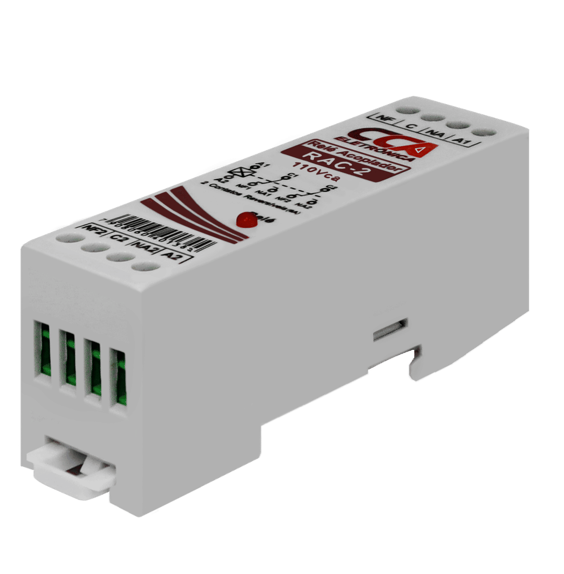 Relé Acoplador Interface 110V - 127V com 2 Contatos Reversíveis