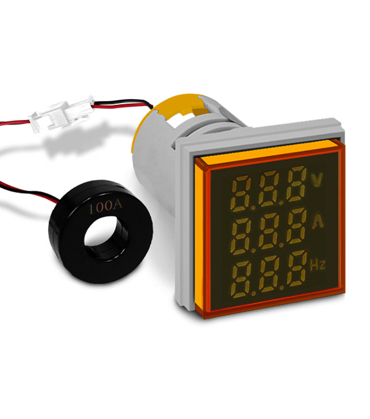 Multimedidor Digital Amarelo 22mm Tensão, Corrente e Frequência - AD22-22VAHS/Y Multimedidor Digital Amarelo 22mm Tensão, Corrente e Frequência - AD22-22VAHS/Y