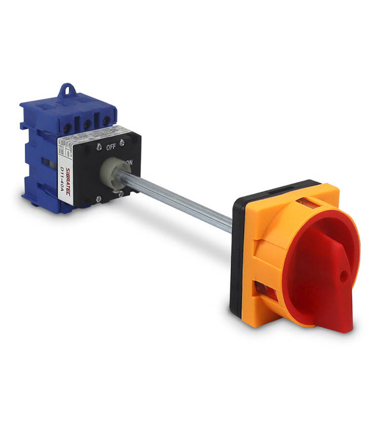 Chave Liga Desliga Rotativa 40A 3 Polos com Haste para Porta de Painel - D11-40A Chave Liga Desliga Rotativa 40A 3 Polos com Haste para Porta de Painel - D11-40A