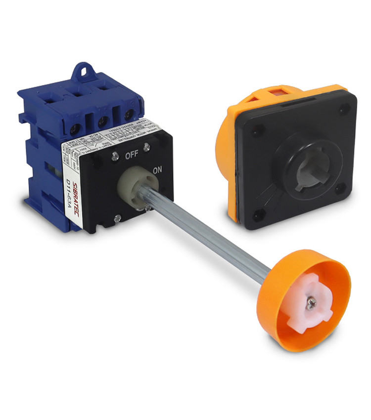 Chave Liga Desliga Rotativa 63A 3 Polos com Haste para Porta de Painel - D11-63A Chave Liga Desliga Rotativa 63A 3 Polos com Haste para Porta de Painel - D11-63A