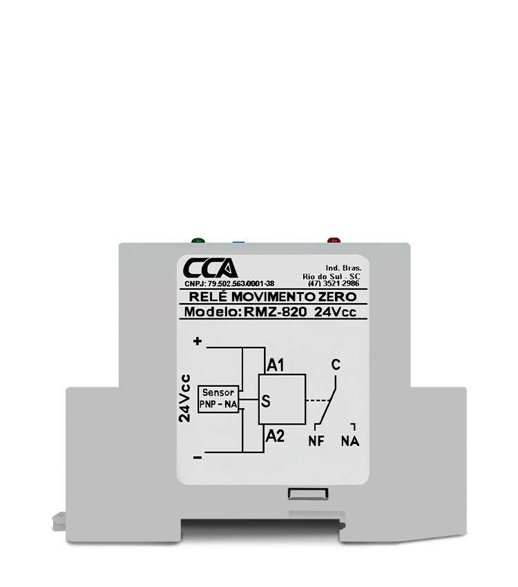 Rele de Segurança Monitoramento De Movimento Zero Motor Parado 24V - RMZ-820