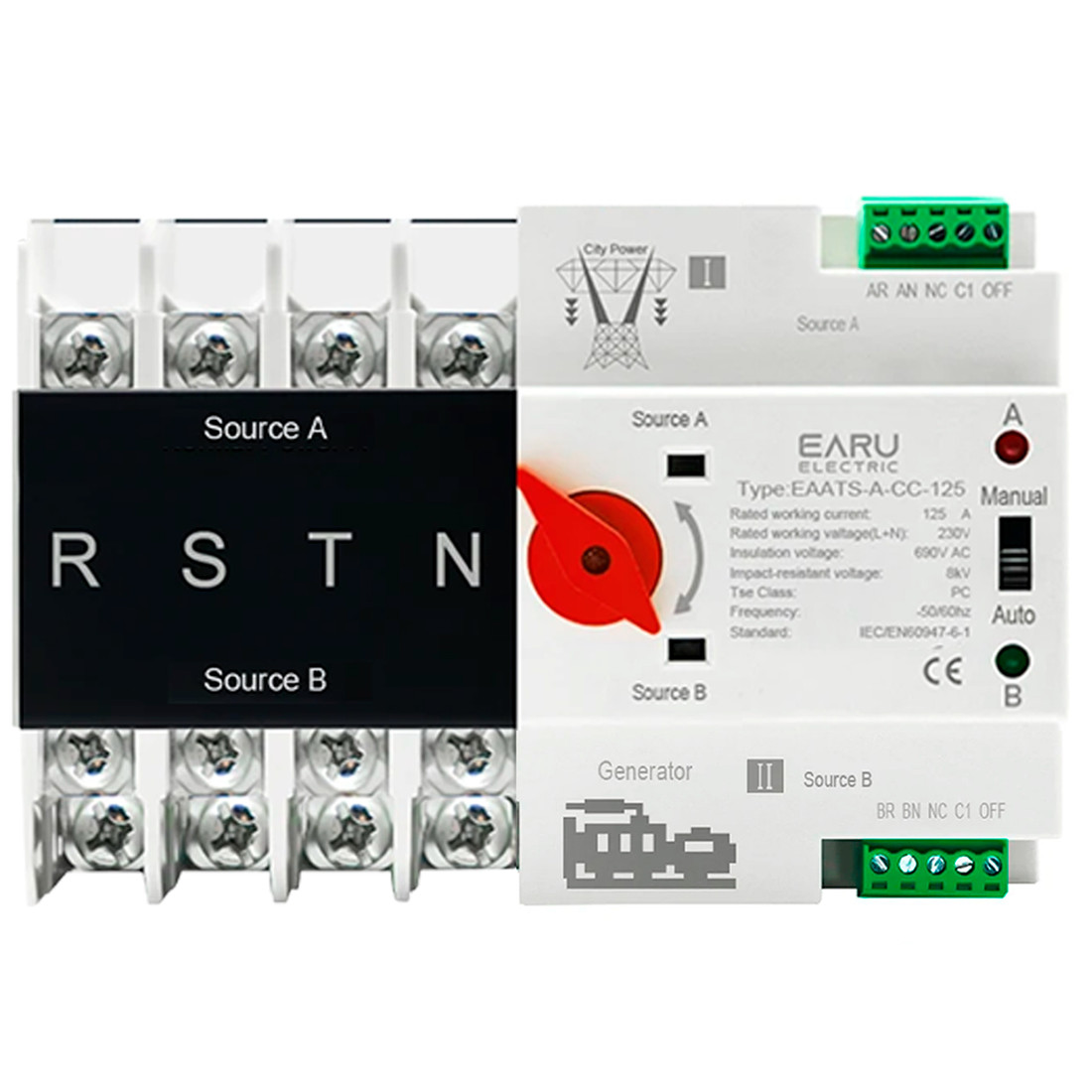 Chave Transferência Automática 125A 4 Polos 220V Rede Gerador Tetrapolar Chave Transferência Automática 125A 4 Polos 220V Rede Gerador Tetrapolar