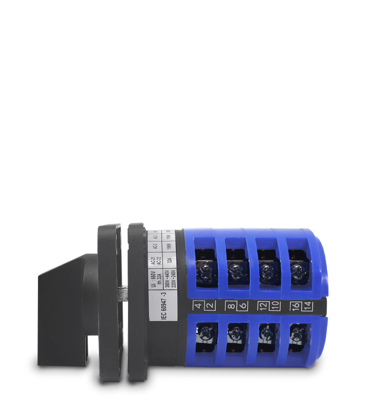 Chave de Transferência Rotativa 32A | 4 Polos | 3 Posições | Porta de Painel | Rede Gerador - LW28-32-4P