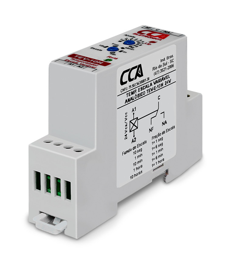 Temporizador Retardo na Energização 24V Multiescala Ajustável 0,3s até 10h (ON-DELAY) - TEV-10H Temporizador Retardo na Energização 24V Multiescala Ajustável 0,3s até 10h (ON-DELAY) - TEV-10H