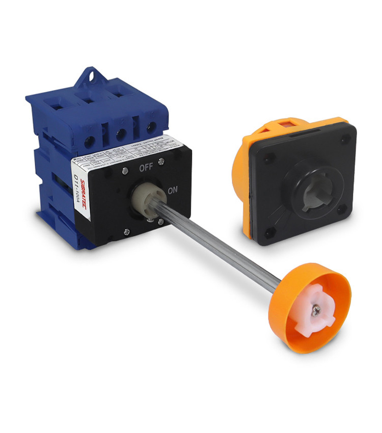 Chave Liga Desliga Rotativa 100A 3 Polos com Haste para Porta de Painel - D11-100A Chave Liga Desliga Rotativa 100A 3 Polos com Haste para Porta de Painel - D11-100A