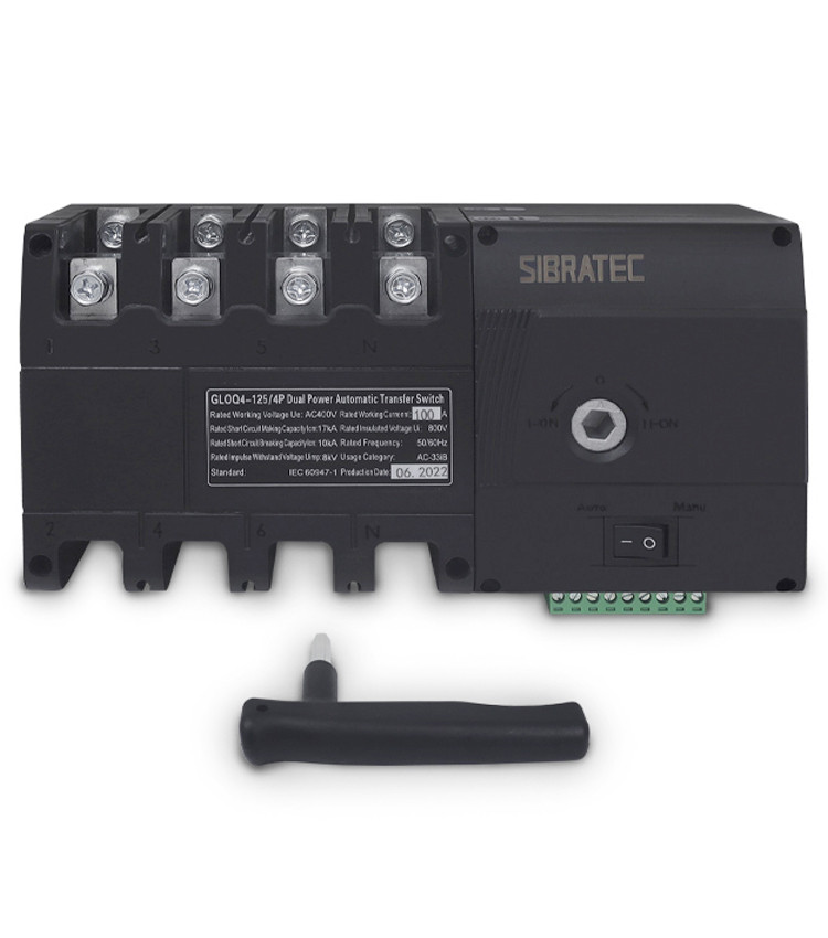 Chave de Transferência Automática 100A 4 Polos 220V Rede Gerador sem Carga - GLOQ4-100/4P