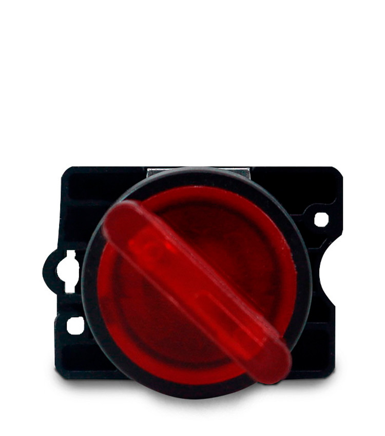 Chave Seletora Iluminada Vermelho 24V com 2 Posições 1NA Plástica 22mm - XB2-EK2461