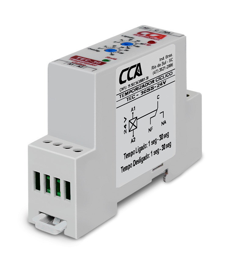 Temporizador Cíclico Liga 0-30 Seg. X Desliga 0-30 Seg. - 24V Temporizador Cíclico Liga 0-30 Seg. X Desliga 0-30 Seg. - 24V