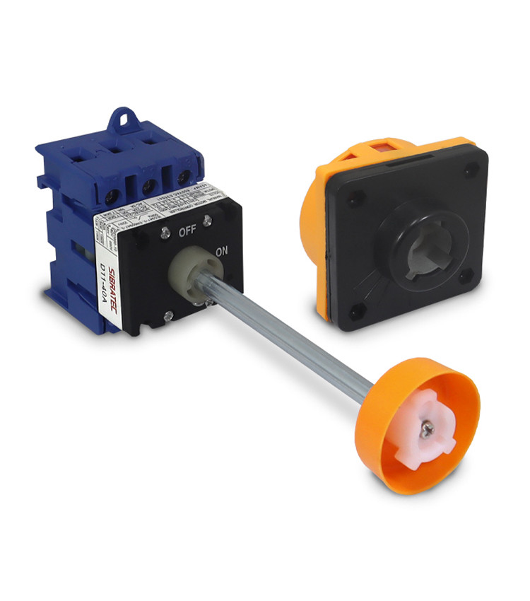 Chave Liga Desliga Rotativa 40A 3 Polos com Haste para Porta de Painel - D11-40A Chave Liga Desliga Rotativa 40A 3 Polos com Haste para Porta de Painel - D11-40A