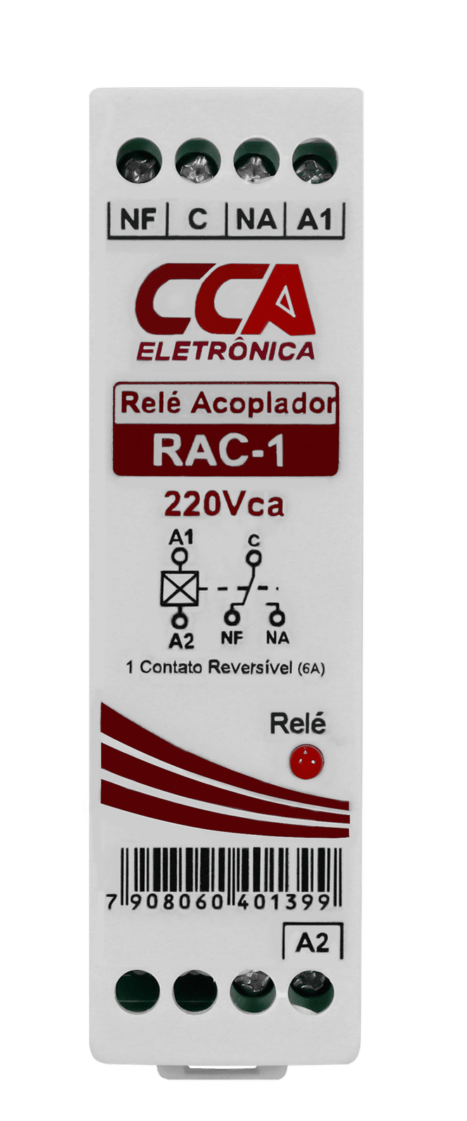 Relé Acoplador Interface 220V com 1 Contato Reversível