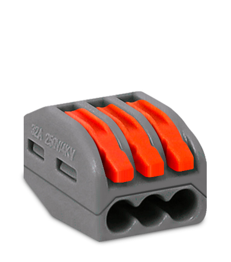 Conector de Emenda Rápida 3 Vias Conectadas para Cabo até 4mm² Corrente máx. 32A - KV413