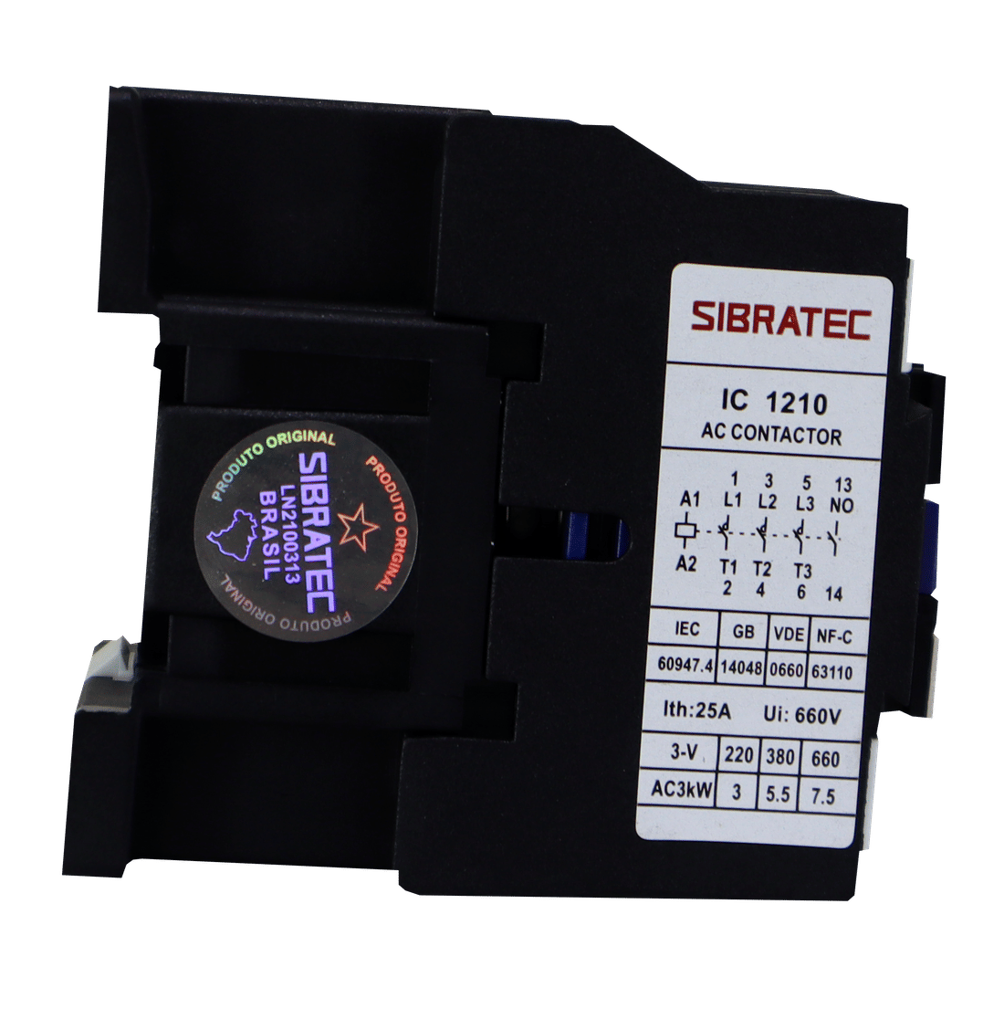 Contator Tripolar 12A 1210 Bobina 24Vac com Contato aux. 1NA
