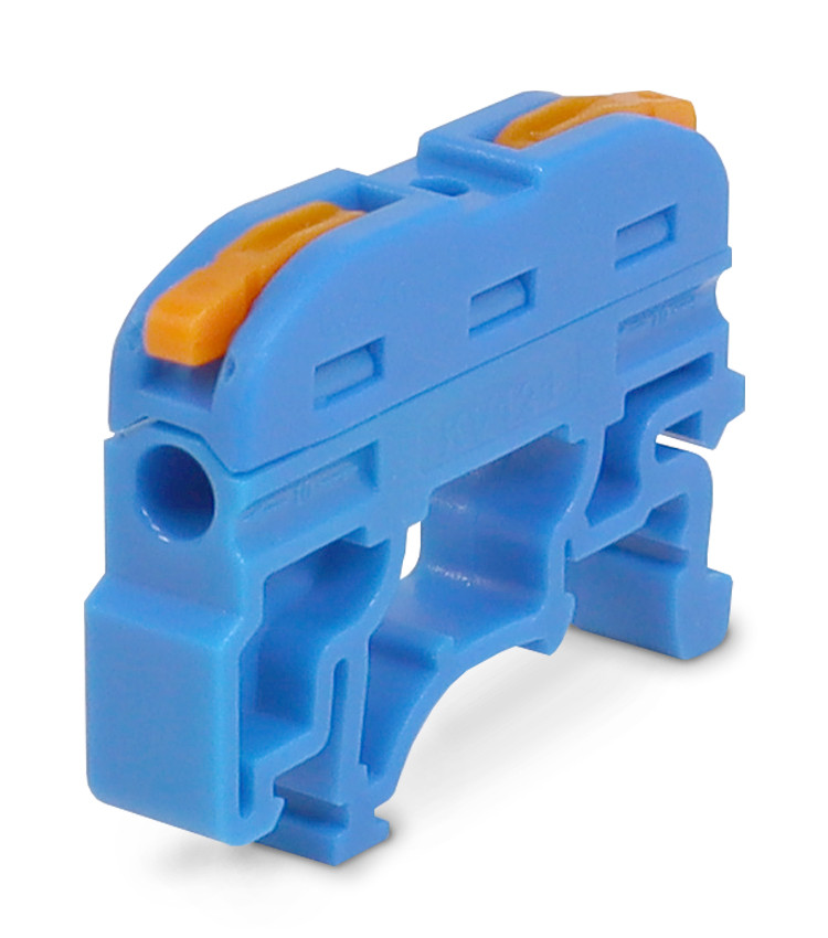 Borne Conector de Emenda Rápida Alavanca cor Azul 1 Polo 32A Cabo até 4mm Trilho DIN