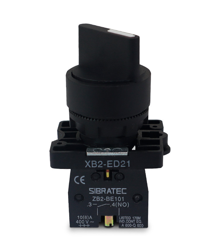 Chave Seletora com 2 Posições 1NA Plástica 22mm Manopla Curta - ED21